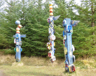 Totem poles in Dunnet Forest 
