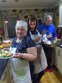 Serving dinner at the Bed and Breakfast