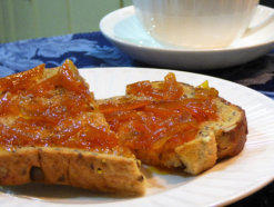 Marmalade on toast at the bed and breakfast
