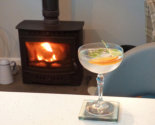 Gin by the fireside at bed and breakfast